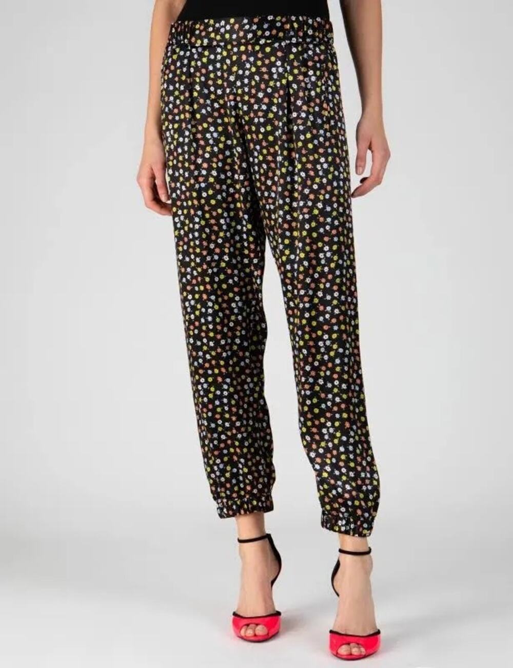 ATM Anthony Thomas Melillo Black Floral Silk Jogger Pants Women's XS